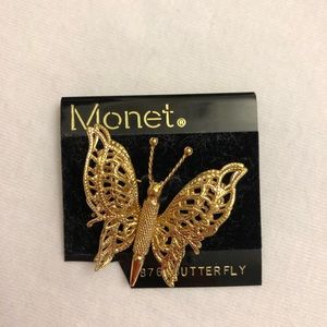 1876 Monet Gold Butterfly Brooch